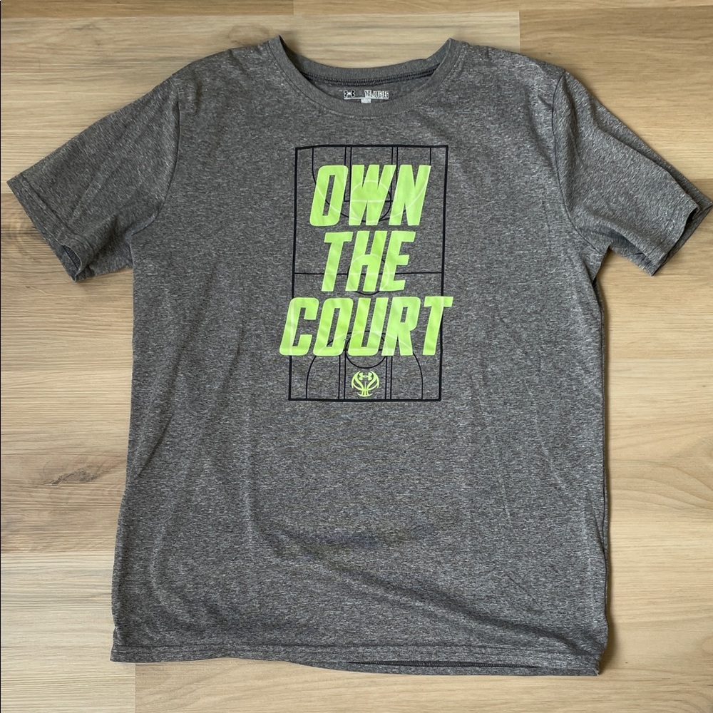 Under Armor - Gray Youth “Own the Court” Basketball Short Sleeve Tee - Size YXL